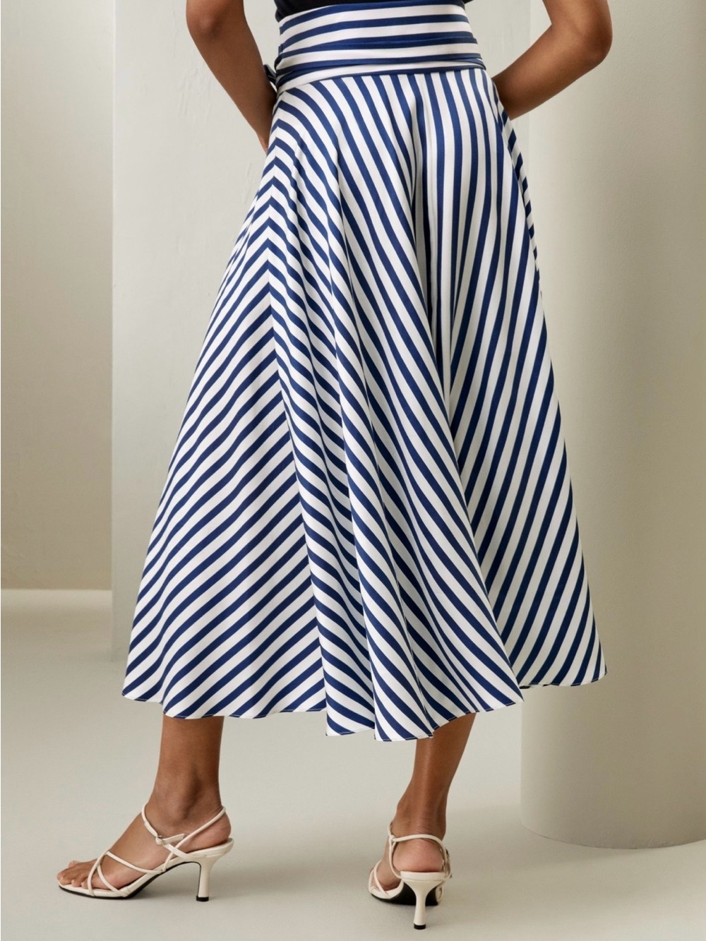 Lilysilk Silk Striped Midi Skirt Size 8 - Picture 2 of 7